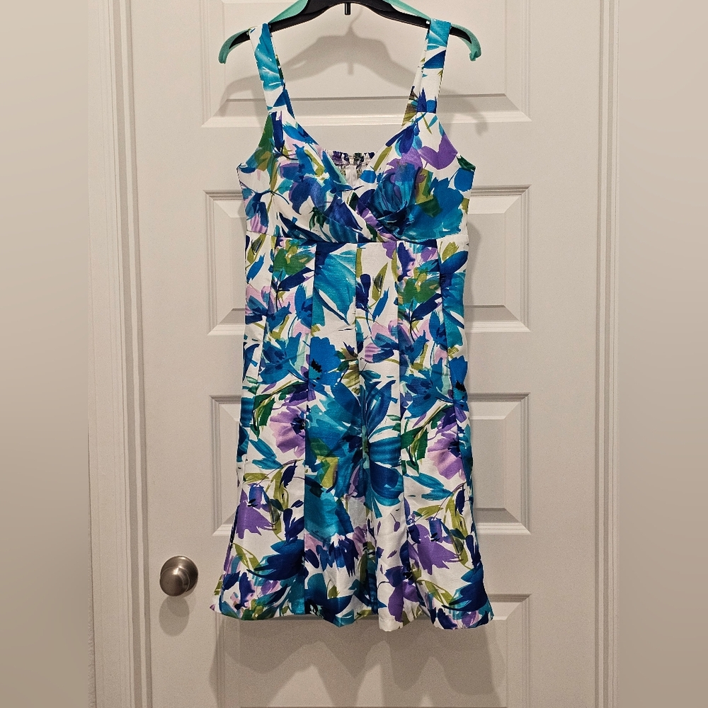 R&K Originals Adjustable Strap Multi-color Floral Print Dress, NWOT, Size 8 - Picture 2 of 9